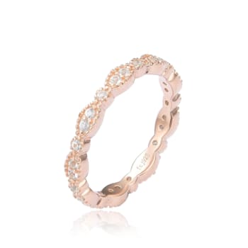 White Sapphire 14K Rose Gold Over Sterling Silver Eternity Band Ring, 0.27ctw