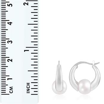 7.5-8mm White Cultured Freshwater Pearl Rhodium Over Sterling Silver Earrings