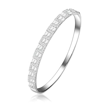 CZ Two-Row Bangle Bracelet In Sterling Silver