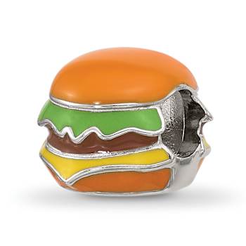 Sterling Silver Kids Enamel Cheese Burger Bead