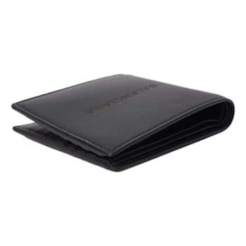 Balenciaga Cash Black Calfskin Leather Perforated Bifold Wallet