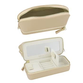 Mele and Co Duo Vegan Leather Travel Jewelry Case in Buff