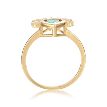 Chrome Diopside and White Topaz 14K Yellow Gold Over Sterling Silver
Ring, 2.24ctw