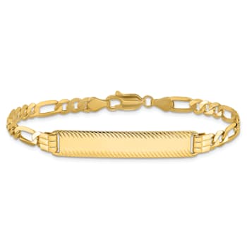 14k Yellow Gold Diamond-Cut Figaro Link ID Bracelet