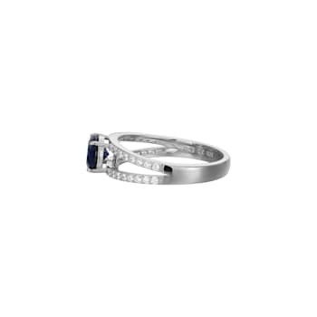 Lab Created Blue Sapphire And White Cubic Zirconia Platinum Over
Sterling Silver Ring 1.72ctw