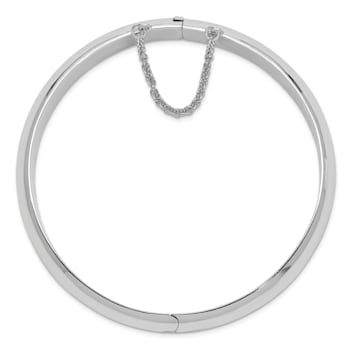 Rhodium Over Sterling Silver 12.00mm Hinged Bangle Bracelet