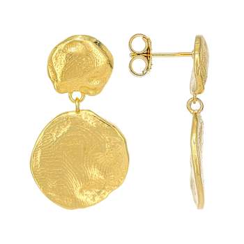 Organic Sculptural Drop Earrings In 18k Gold Over Sterling Silver