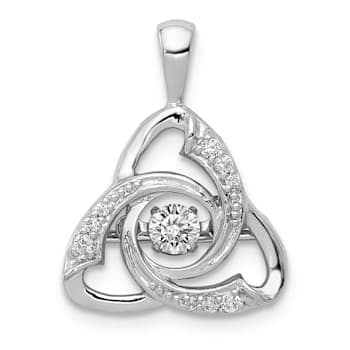 Rhodium Over 14K White Gold Vibrant Diamond Celtic Pendant
