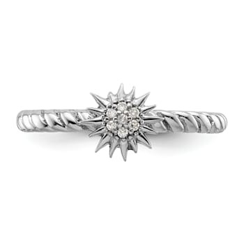 Sterling Silver Stackable Expressions Diamond Star Ring 0.035ctw