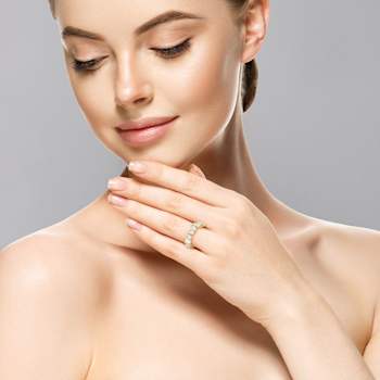 Rachel Zoe Mixed Shape CZ Eternity Band Ring in 14K Gold Over Sterling Silver