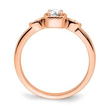 14K Rose Gold Petite Rope Edge Round Diamond Ring 0.24ctw