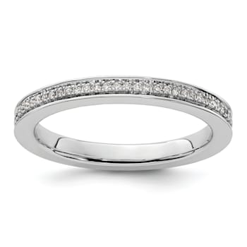 14K White Gold Stackable Expressions Diamond Ring 0.096ctw