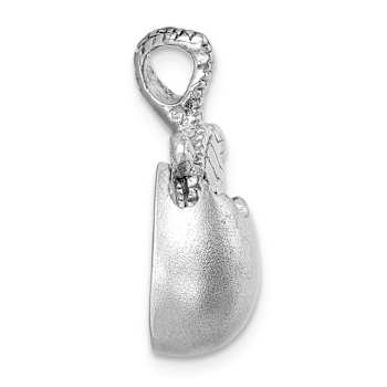 Rhodium Over Sterling Silver Moveable Crystal Hatching Turtle Chain
Slide Pendant