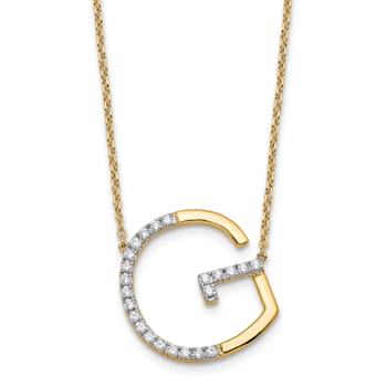 14k Yellow Gold and Rhodium Over 14k Yellow Gold Sideways Diamond
Initial G Pendant 18 Inch Necklace