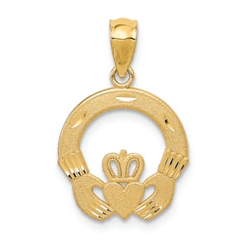 14K Yellow Gold Claddagh Charm