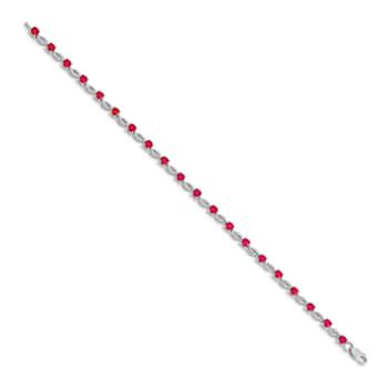 Rhodium Over 14k White Gold Ruby Bracelet