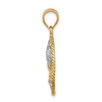14k Yellow Gold and Rhodium Over 14k Yellow Gold Polished and Textured
Sealife Pendant