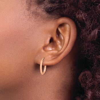 14k Rose Gold Polished 3/4" Hoop Earrings