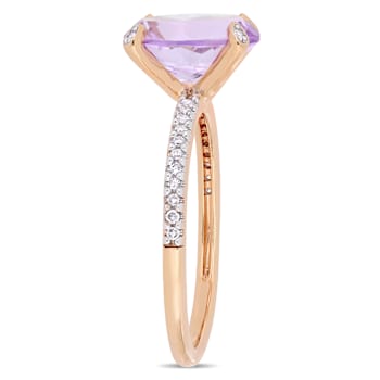 Rose de France and Diamond 10K Rose Gold Ring 2.47ctw