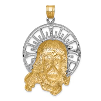 14k Yellow Gold, 14k White Gold and 14k Rose Gold Textured Jesus Pendant