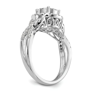 Rhodium Over 14K White Gold Lab Grown Diamond Cluster Engagement Ring 0.758ctw