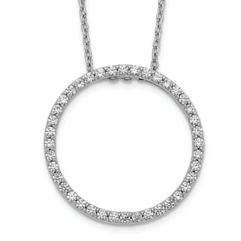 Rhodium Over 14K White Gold Lab Grown Diamond Circle 18 Inch Necklace