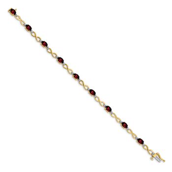 10k Yellow Gold and 10k White Gold Garnet and Diamond Infinity Bracelet