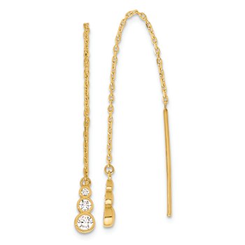 14k Yellow Gold Polished Cubic Zirconia Threader Earrings