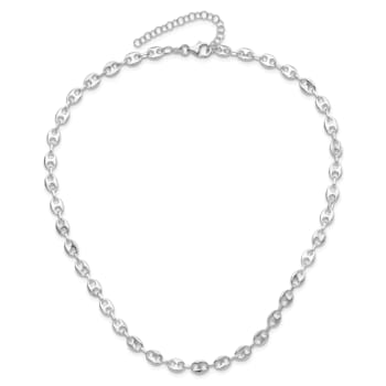 Rhodium Over Sterling Silver 16-inch with 2-inch Extension Fancy Link Necklace