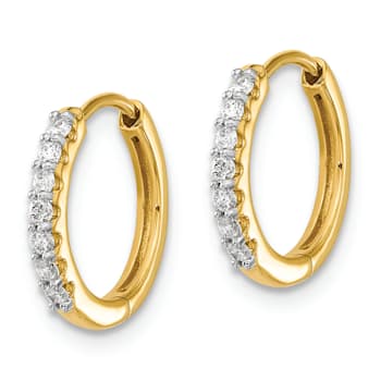 14K Yellow Gold Lab Grown Diamond Hinged Hoop Earrings