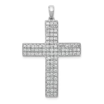 Rhodium Over 14K White Gold 1ct. Diamond Latin Cross Pendant