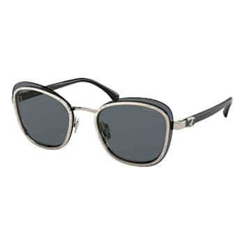 Chanel Black and Gold Tone Cat Eye Frame / Smoke Lenses Sunglasses