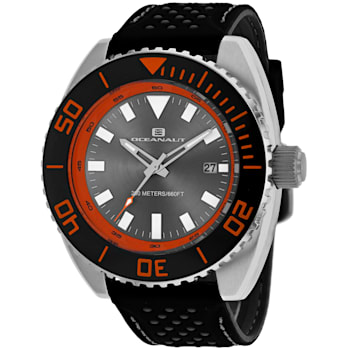 Oceanaut Men's Submersion Gray Dial, Red Bezel, Black Rubber Strap Watch
