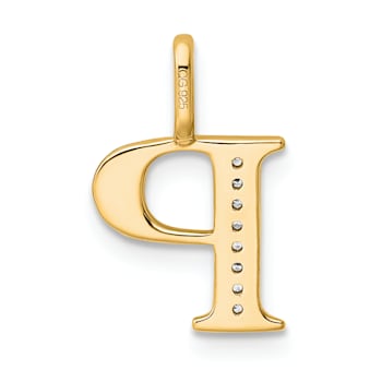 14K Yellow Gold Diamond Letter P Initial Pendant