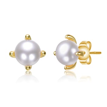 Pearl Stud Earrings In 14K Gold Over Sterling Silver