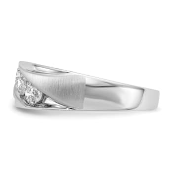 Rhodium Over 14K Gold Lab Grown Diamond SI1/SI2, G H I, Men's 3-stone Band