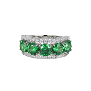 Green And White Cubic Zirconia Platinum Over Sterling Silver Ring 7.44ctw