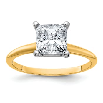 14K Yellow Gold With White Gold Accents 1 3/4ctw D E F Pure Light
Princess Moissanite Solitaire Ring