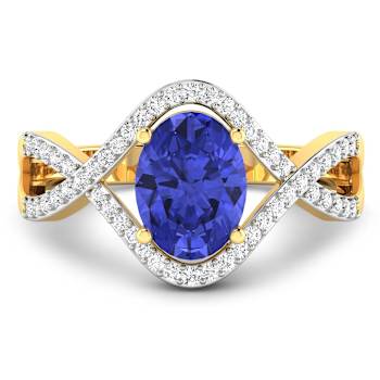 1.33ctw Violet Tanzanite and Diamond 14K Yellow Gold Halo Ring
