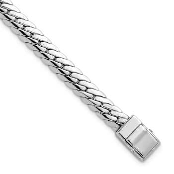 Rhodium Over Sterling Silver Polished 5.85mm Link Bracelet