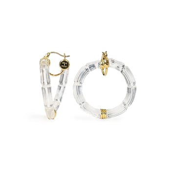 14K Yellow Gold Over Brass Gala Bamboo Acrylic Earrings