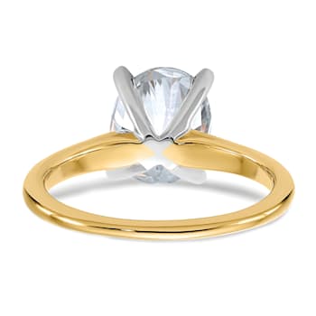 14K Yellow Gold With White Gold Accents 3 ct. D E F Pure Light Oval
Moissanite Solitaire Ring