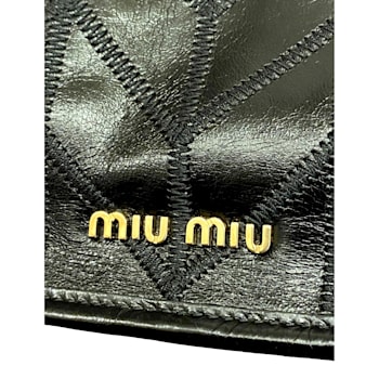 Miu Miu Vitello Shine Patch Black Leather Satchel Bag