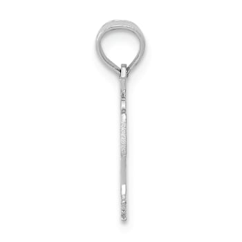 Rhodium Over 14k White Gold Textured Basketball in Net Pendant