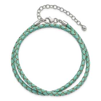 Teal Leather 14" with 2" Extension Choker or Wrap Bracelet