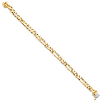 10k Yellow Gold and 10k White Gold 6mm Hand-polished Fancy Figaro Link Bracelet
