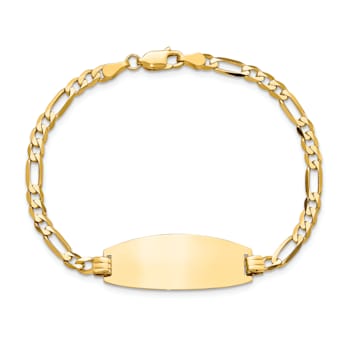 14k Yellow Gold Oval Figaro Link ID Bracelet