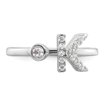 Rhodium Over 14K White Gold Lab Grown Diamond VS/SI GH, Initial K
Adjustable Ring