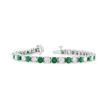 6.25ctw Emerald and Diamond Bracelet in 14k White Gold