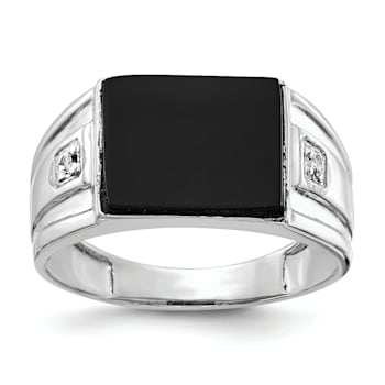 Rhodium Over 10K White Gold AA Diamond men's ring